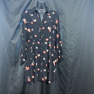 H&M Black Floral Long Sleeve Dress